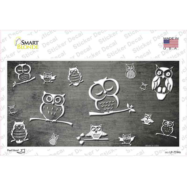 Gray White Owl Oil Rubbed Novelty Sticker Decal