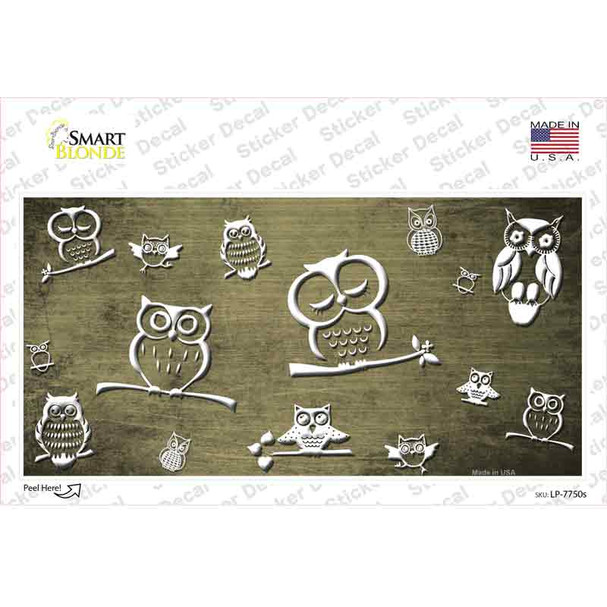 Gold White Owl Oil Rubbed Novelty Sticker Decal