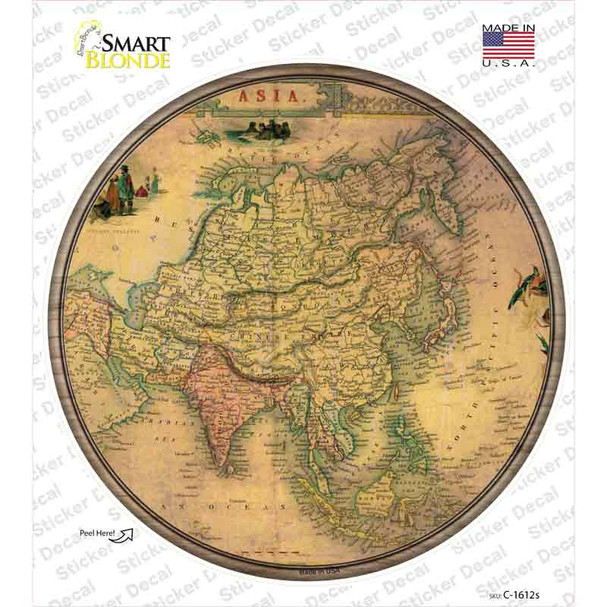 Asia Map Novelty Circle Sticker Decal