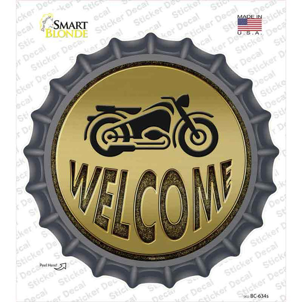 Welcome With Motorcycle Novelty Bottle Cap Sticker Decal
