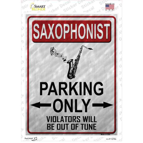 Saxophonist Parking Novelty Rectangle Sticker Decal