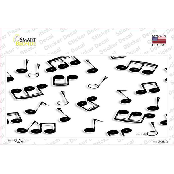 Musical Notes Black White Novelty Sticker Decal