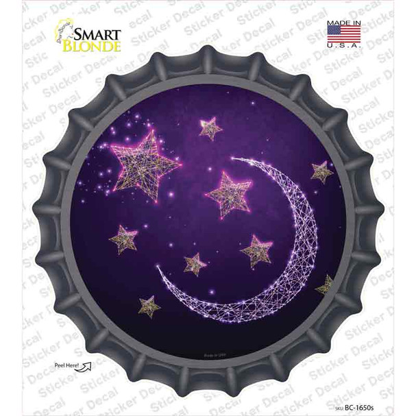 Moon and Stars Novelty Bottle Cap Sticker Decal