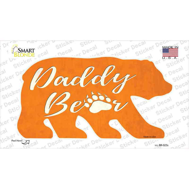 Daddy Paw Orange Novelty Bear Sticker Decal