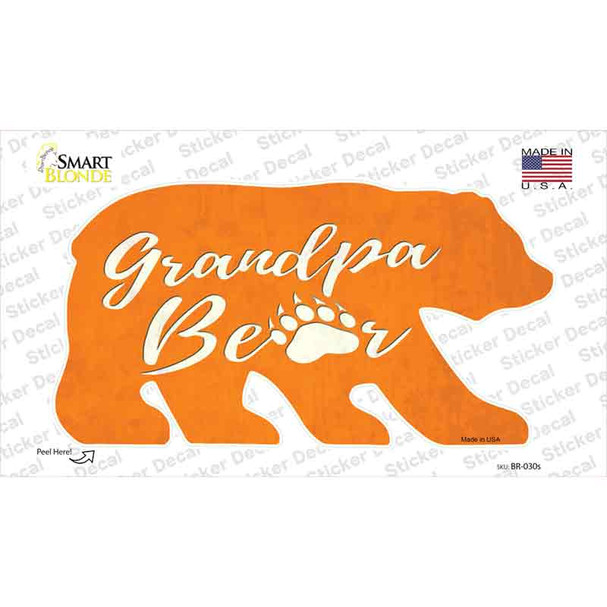 Grandpa Paw Orange Novelty Bear Sticker Decal