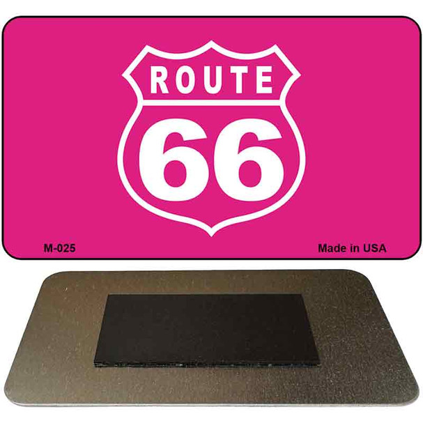 Route 66 Shield Pink Novelty Metal Magnet M-025