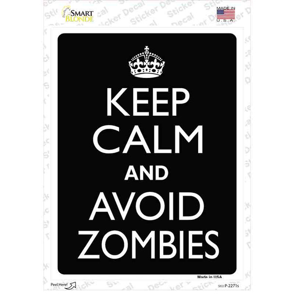 Keep Calm Avoid Zombies Novelty Rectangle Sticker Decal