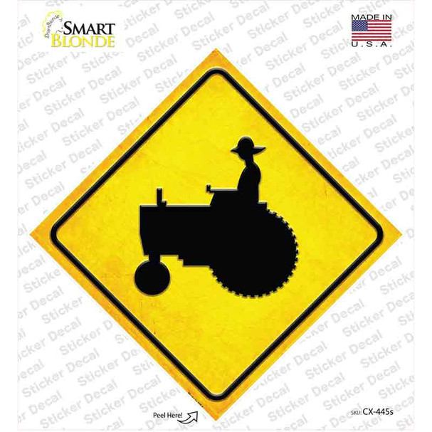 Tractor Crossing Novelty Diamond Sticker Decal