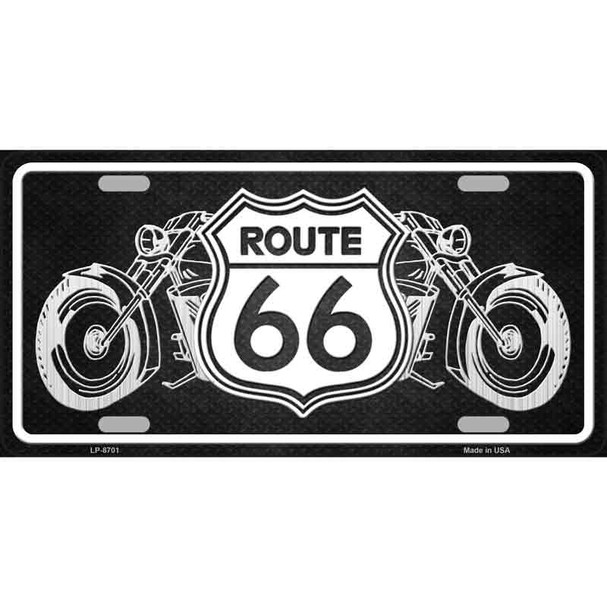 Route 66 With Bikes Metal Novelty License Plate