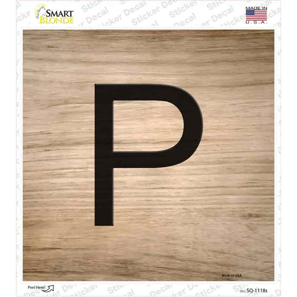 P Letter Tile Novelty Square Sticker Decal