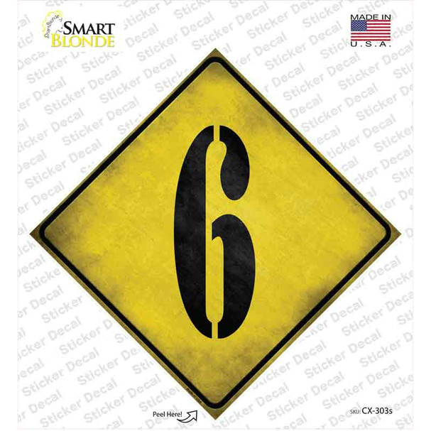 Number 6 Xing Novelty Diamond Sticker Decal