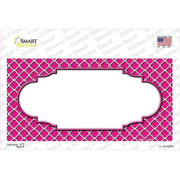 Pink White Quatrefoil Center Scallop Novelty Sticker Decal