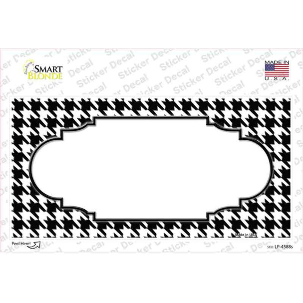 White Black Houndstooth Scallop Center Novelty Sticker Decal