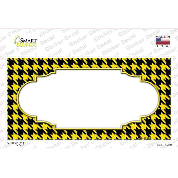 Yellow Black Houndstooth Scallop Center Novelty Sticker Decal