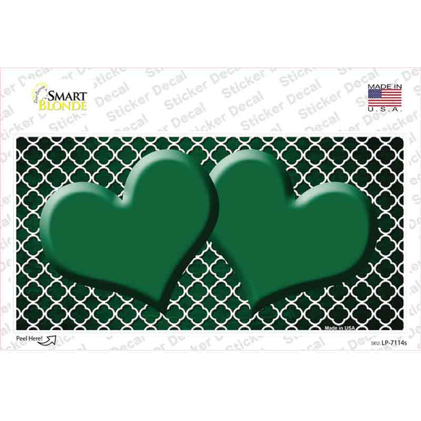 Green White Quatrefoil Hearts Oil Rubbed Novelty Sticker Decal