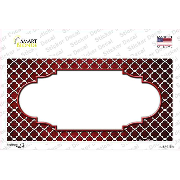 Red White Quatrefoil Scallop Oil Rubbed Novelty Sticker Decal