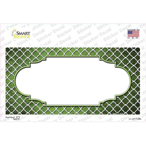 Lime Green White Quatrefoil Scallop Oil Rubbed Novelty Sticker Decal