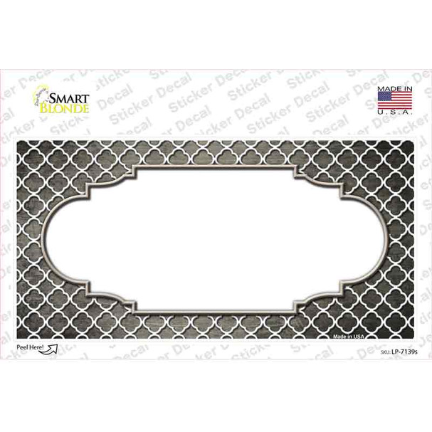 Tan White Quatrefoil Scallop Oil Rubbed Novelty Sticker Decal