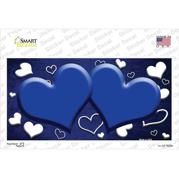 Blue White Love Hearts Oil Rubbed Novelty Sticker Decal