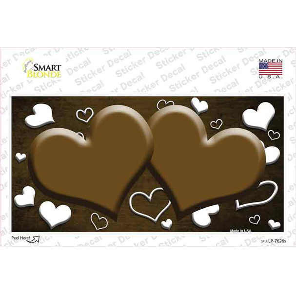 Brown White Love Hearts Oil Rubbed Novelty Sticker Decal