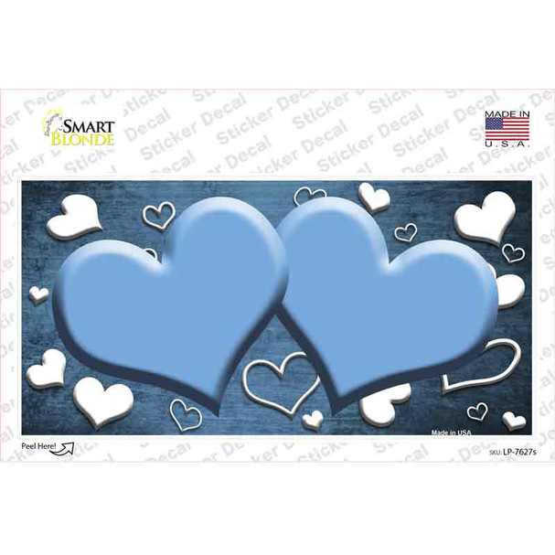 Light Blue White Love Hearts Oil Rubbed Novelty Sticker Decal