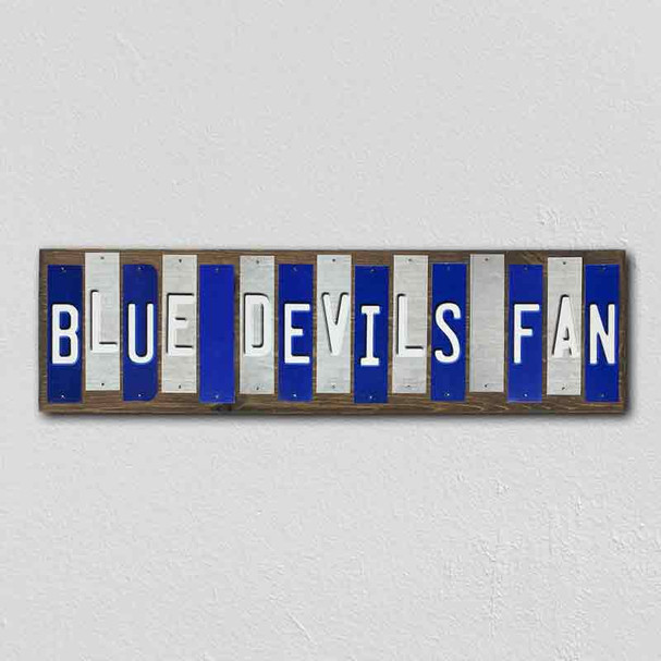 Blue Devils Fan Team Colors College Fun Strips Novelty Wood Sign WS-865