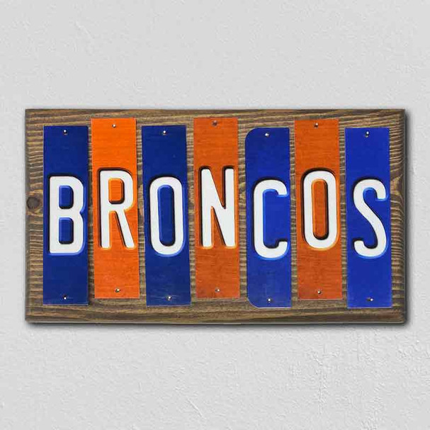 Broncos Team Colors College Fun Strips Novelty Wood Sign WS-872