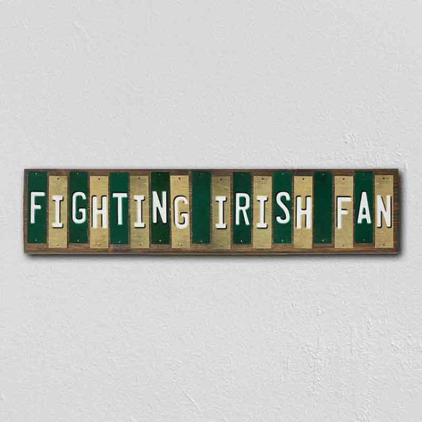 Fighting Irish Fan Team Colors College Fun Strips Novelty Wood Sign WS-897