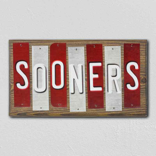 Sooners Team Colors College Fun Strips Novelty Wood Sign WS-918