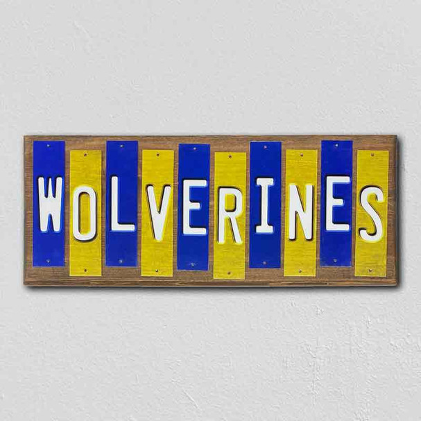Wolverines Team Colors College Fun Strips Novelty Wood Sign WS-926