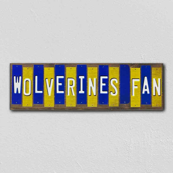 Wolverines Fan Team Colors College Fun Strips Novelty Wood Sign WS-927