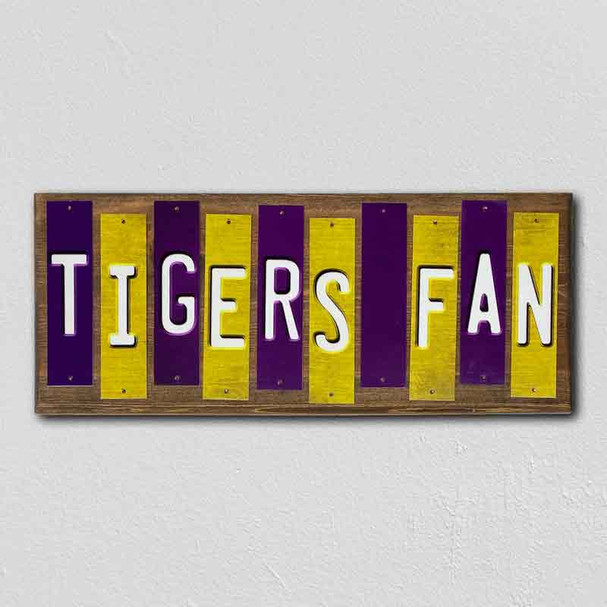 Tigers Fan LA Team Colors College Fun Strips Novelty Wood Sign WS-945
