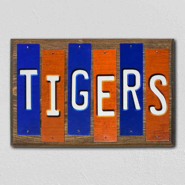 Tigers AL Team Colors College Fun Strips Novelty Wood Sign WS-946
