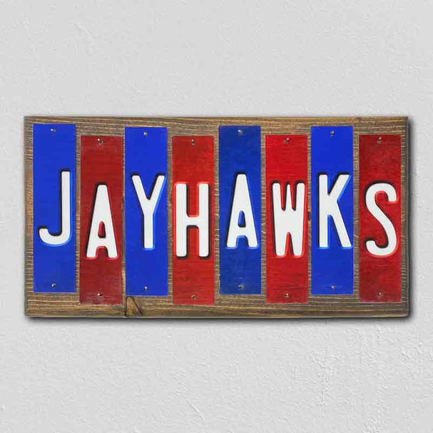 Jayhawks Team Colors College Fun Strips Novelty Wood Sign WS-970