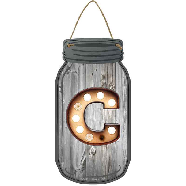 C Bulb Lettering Novelty Metal Mason Jar Sign