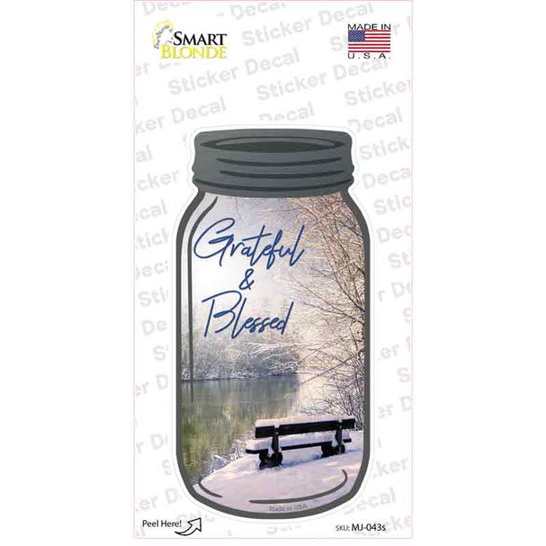 Winter Grateful And Blessed Novelty Mason Jar Sticker Decal