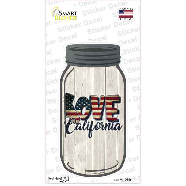 Love California Silhouette Novelty Mason Jar Sticker Decal