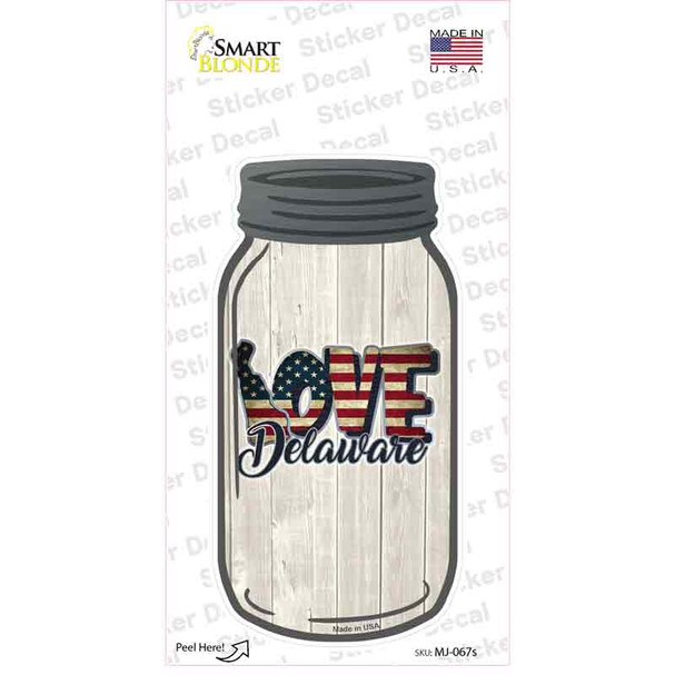 Love Delaware Silhouette Novelty Mason Jar Sticker Decal