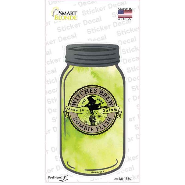 Zombie Flesh Green Novelty Mason Jar Sticker Decal