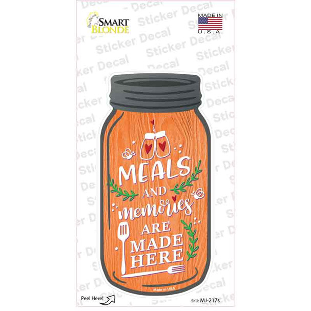 Meals And Memories Orange Novelty Mason Jar Sticker Decal