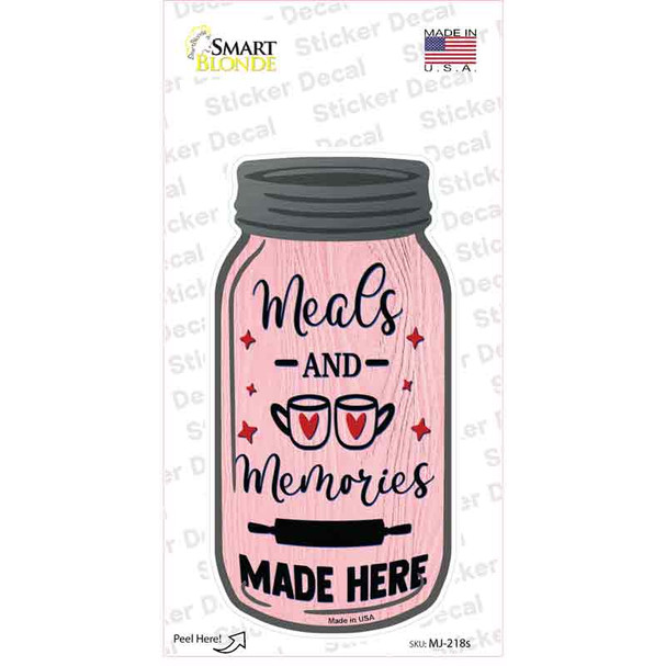 Meals And Memories Pink Novelty Mason Jar Sticker Decal