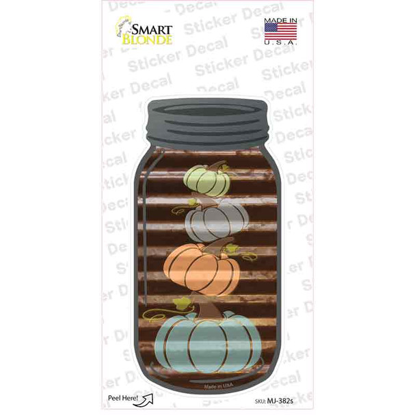 Stacked Pumpkins Corrugated Brown Novelty Mason Jar Sticker Decal