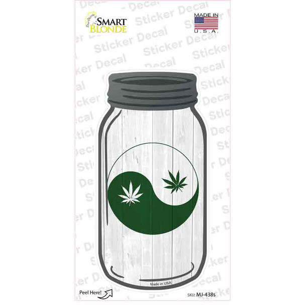 Yin Yang Marijuana Leaf Novelty Mason Jar Sticker Decal