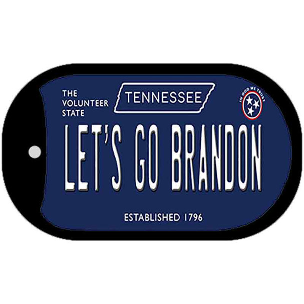 Lets Go Brandon TN Blue Novelty Metal Dog Tag Necklace