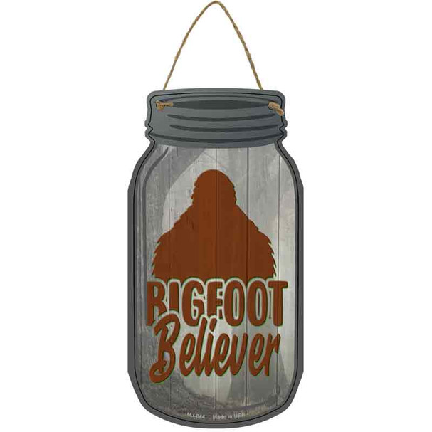 Bigfoot Believer Shadow Novelty Metal Mason Jar Sign