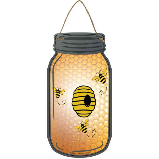 Bee Hive Novelty Metal Mason Jar Sign