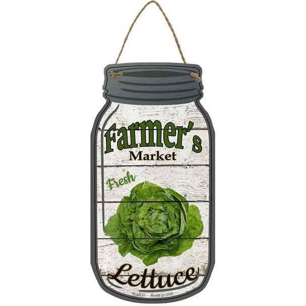 Lettuce Farmers Market Novelty Metal Mason Jar Sign