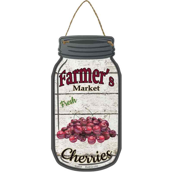 Cherries Farmers Market Novelty Metal Mason Jar Sign