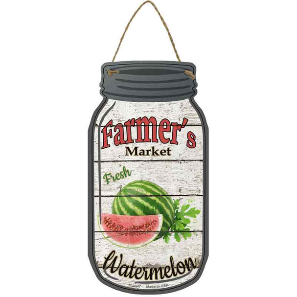 Watermelon Farmers Market Novelty Metal Mason Jar Sign