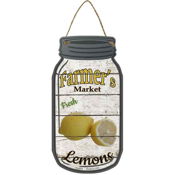 Lemons Farmers Market Novelty Metal Mason Jar Sign
